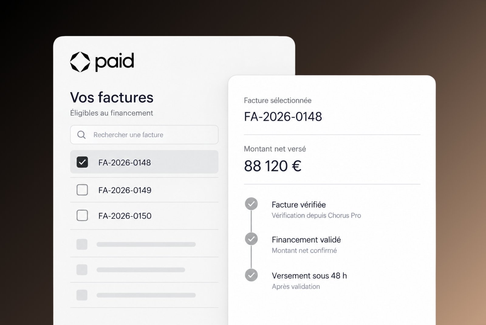 Sélectionnez vos factures